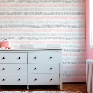 Pink and Gray Hipster Stripes Wallpaper - Modern Day Custom Color Stripes Peel and Stick Removable Wallpaper All Rooms - Self Adhesive  189
