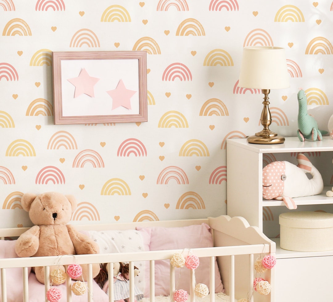 Cute Pink Rainbow Wallpaper minimal Custom Color Rainbows Peel and