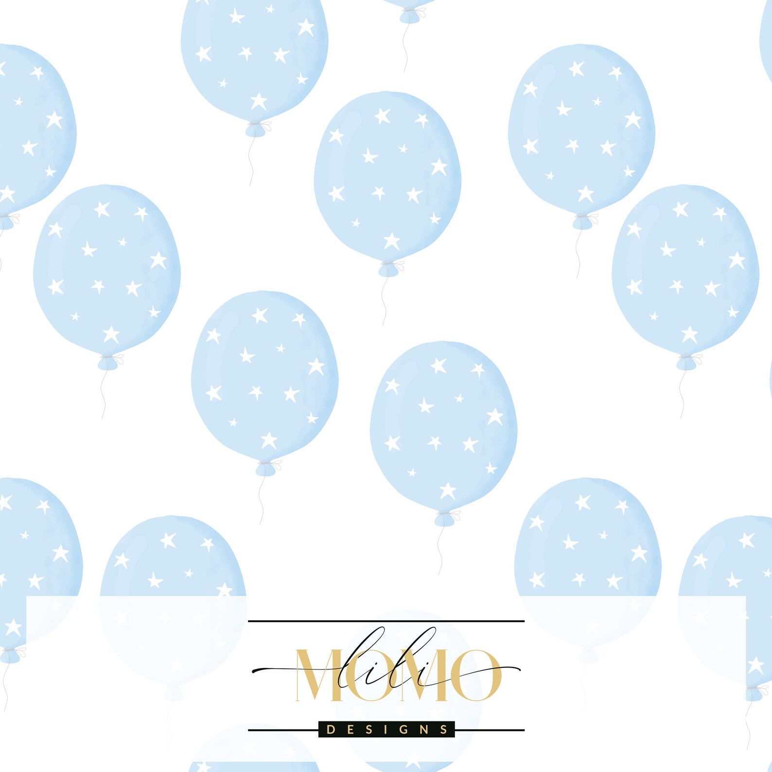 Watercolor Blue Balloons Wallpaper Pastel Blue Balloons Peel and Stick