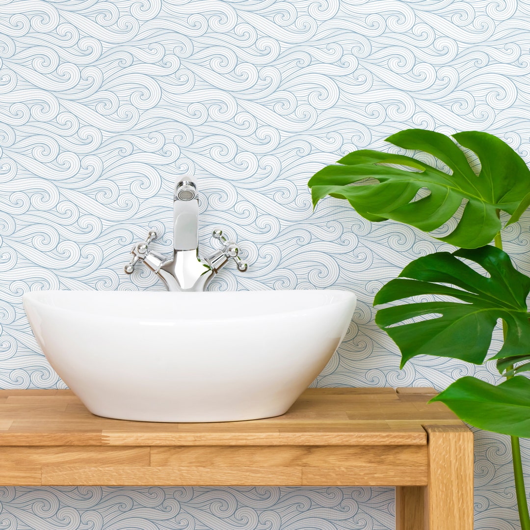 Ocean Waves Wallpaper - Custom Color Waves Peel and Stick Removable ...