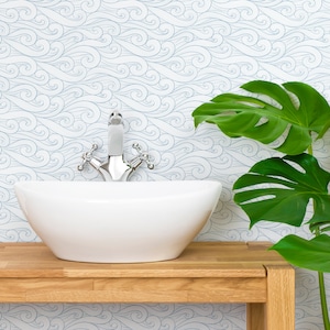 Ocean Waves Wallpaper - Custom Color Waves Peel and Stick Removable Wallpaper - Beach theme Self Adhesive Mural - Removable Mural 297