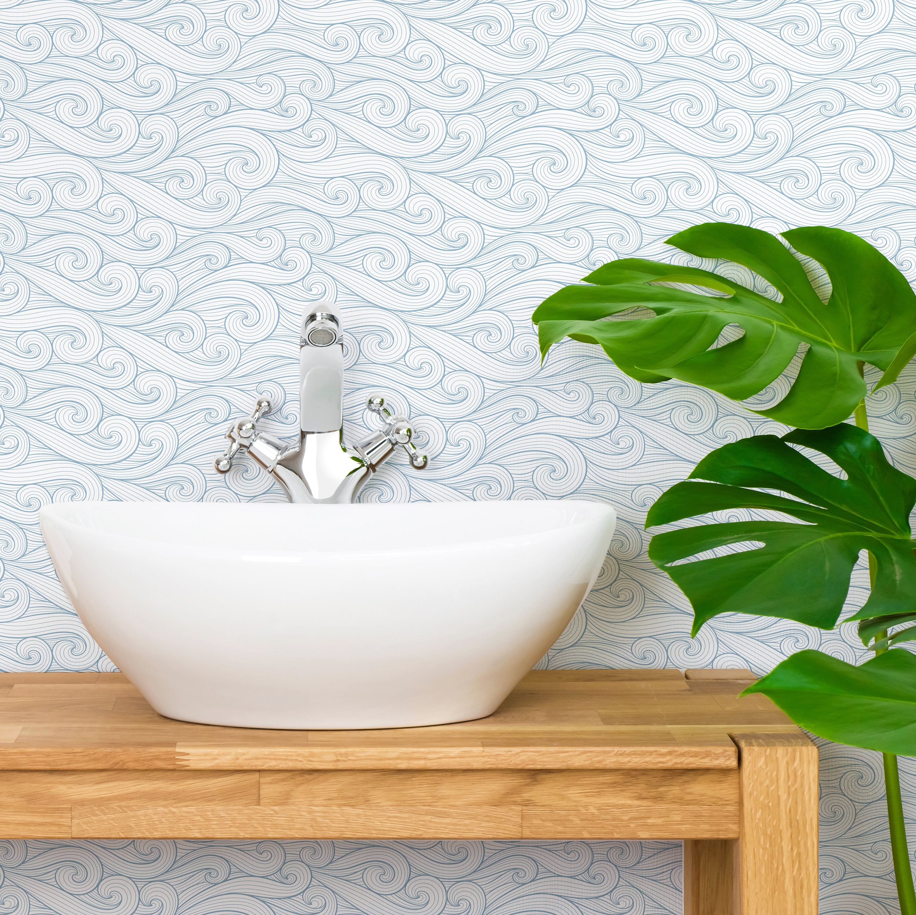 Ocean Waves Wallpaper - Custom Color Waves Peel and Stick Removable ...