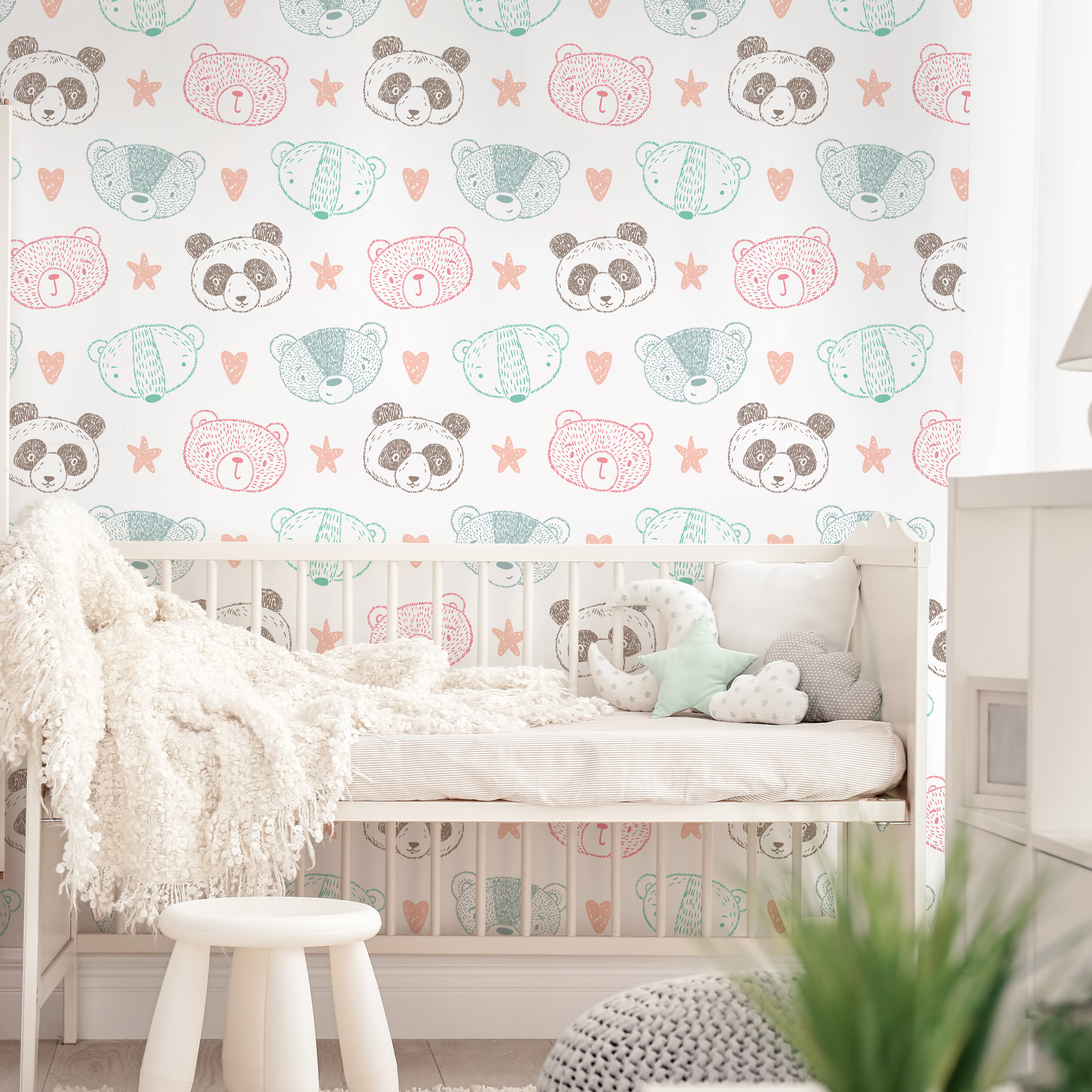 Cartoon Teddy Bears Wallpaper Cute Unisex Teddy Bears Peel | Etsy