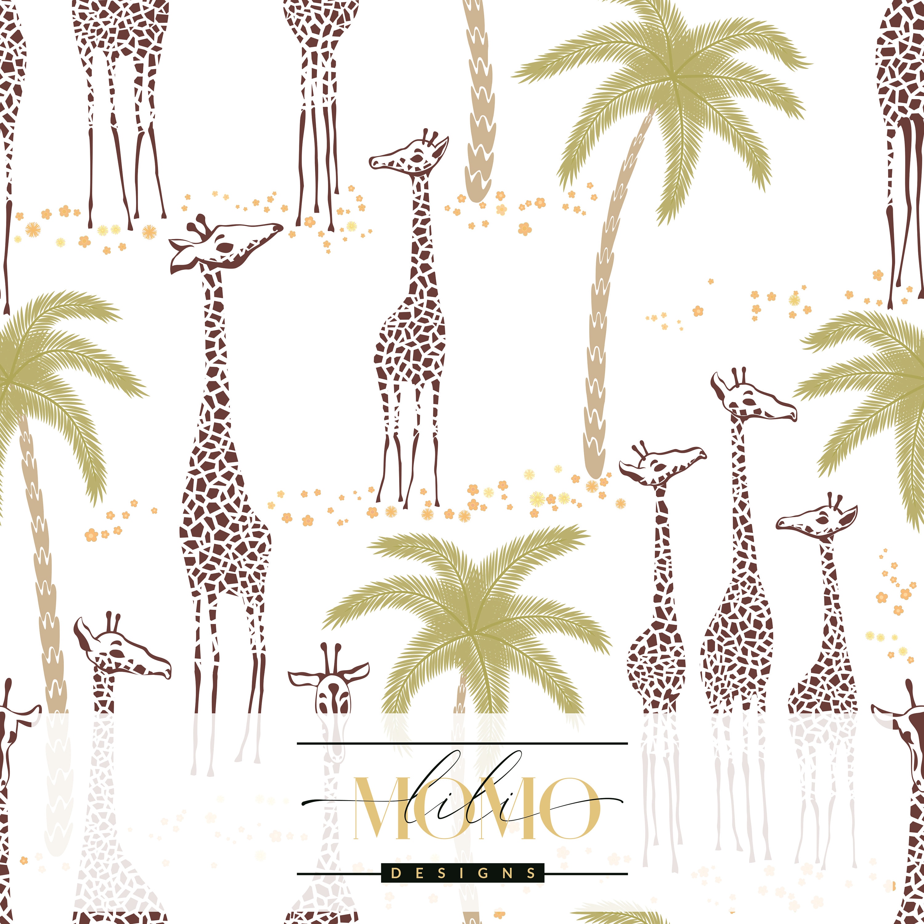 Safari Animals Wallpaper Custom Color Hand Drawn Safari and - Etsy