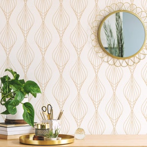 Art Deco Tapete - Gold Art Deco Peel and Stick abnehmbare Tapete - Selbstklebendes Wandbild -Geometrisches Art Deco Custom Farben Wand dekor 052