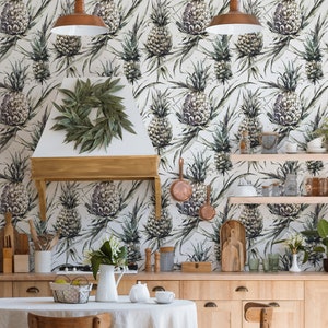 Tropical Pineapple Wallpaper - Modern Pineapple Peel and Stick Removable Wallpaper Welcome Self-Adhesive Wallpaper Island Beach theme 288
