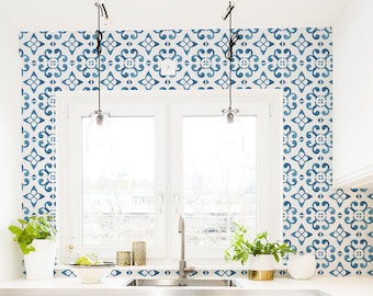 Mosaic Tiles Wallpaper - Hand Painted Mosaic and Tiles Peel and Stick Removable Wallpaper for All Rooms - Arabic Self-Adhesive Mural - 263