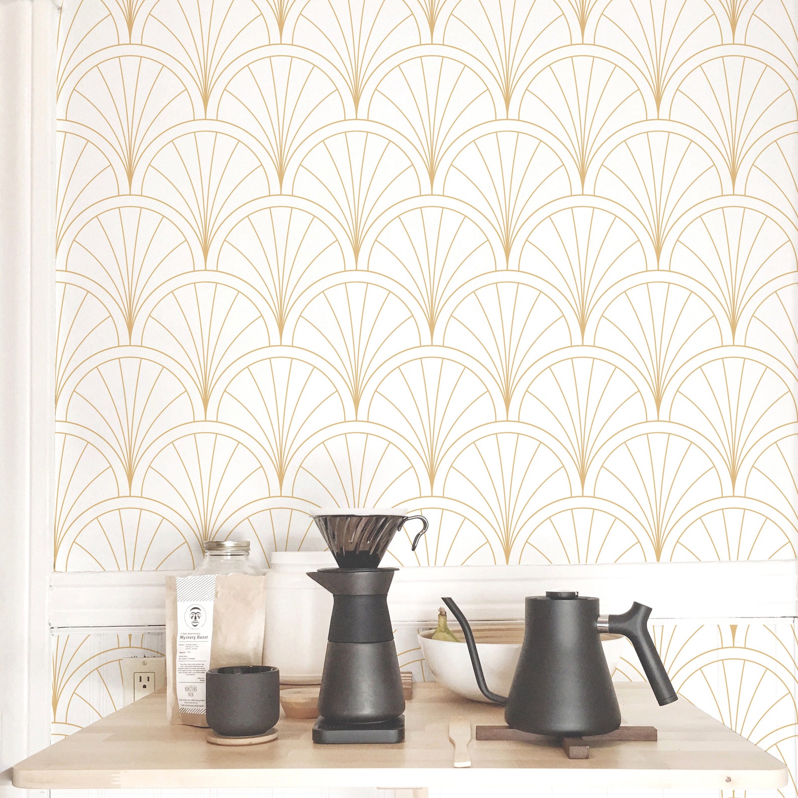 Art Deco Wallpaper Gold Art Deco Peel and Stick Removable - Etsy