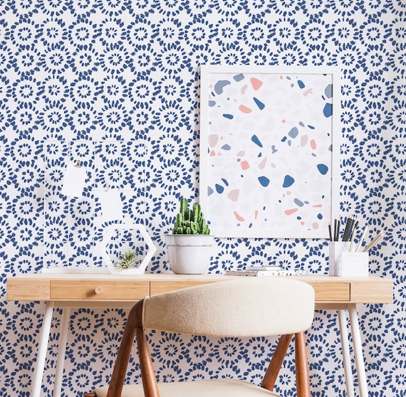 Modern Starburst Pattern Wallpaper Modern Round Tile Peel - Etsy