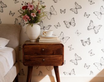 Papel pintado de mariposas - Mural autoadhesivo entomológico dibujado a mano 186