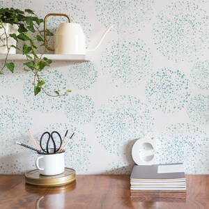 Teal Dandelion Splash Wallpaper - Delicate Peel and Stick Carta da parati rimovibile Tarassaco Colore personalizzato Murale autoadesivo - Rimovibile 316