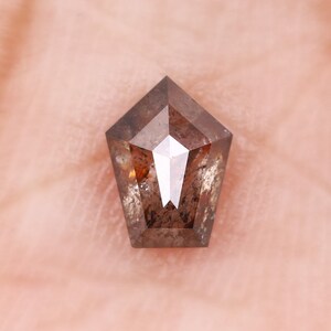 Pentagon Cut Salt And Pepper Loose Diamond Rustic Shield Diamond For Engagement Ring Geometric Jewelry Stone, 0.37 CT, 5.1 X 3.8 MM | OM0812