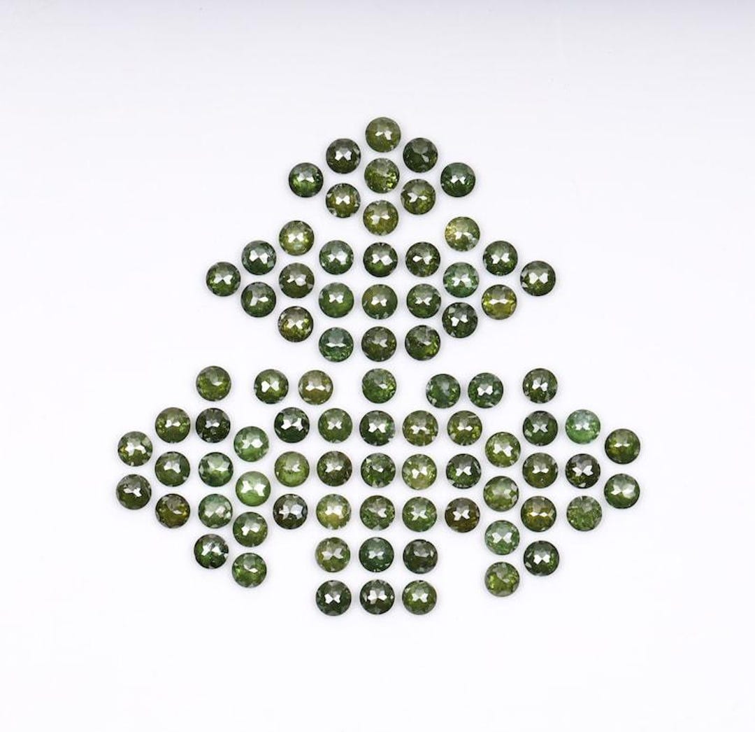 Green Roses Diamond 6.46 CT, 2.5 MM | Enhanced Green Color Diamond | Round Rose Cut Diamond ...