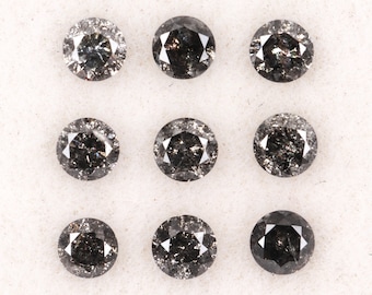 総カラット数0.33カラット、直径2.00mm｜ソルト＆ペッパーダイヤモンド｜ラウンドブリリアントカットダイヤモンド｜イヤリングや結婚指輪用の天然ルースダイヤモンド[9個]