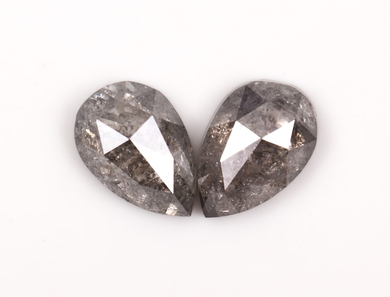 Best Price Diamond Pair 0.46 CT Salt and Pepper Pear Shape Minimal Diamond Pair OM4411 4.6 X 3.1 MM Earrings Jewelry Diamond Pair