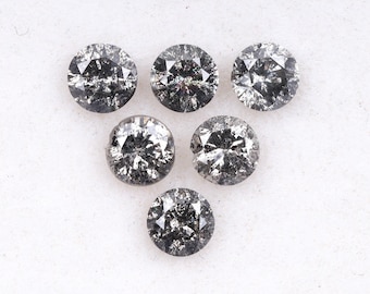 総カラット数0.84カラット、直径3.20mm、ソルト＆ペッパー | ラウンドブリリアントカットダイヤモンド | 天然ルースダイヤモンド | ラウンドダイヤモンド | イヤリング用ファンシーダイヤモンド