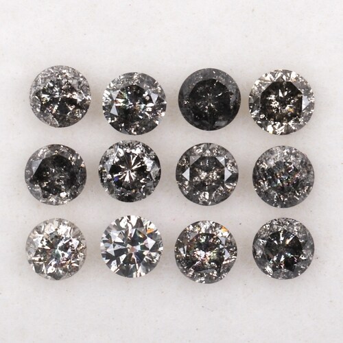 0.53 CT, 2.1 MM, Salt And Pepper Round Brilliant shops Cut Minimal Diamonds, Engagement Ring Jewelry Diamonds, Best Price Diamonds [12 pcs] OM4687