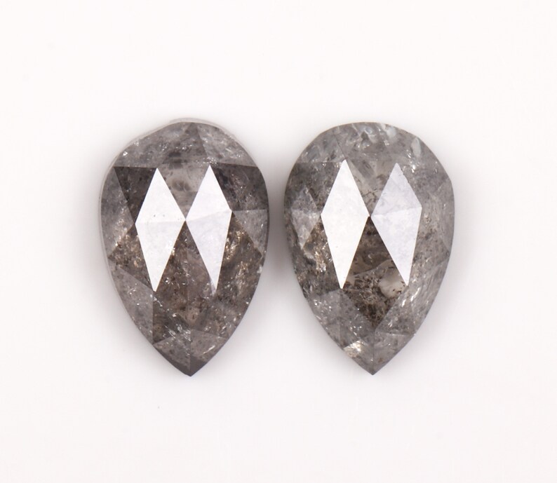 Best Price Diamond Pair 0.46 CT Salt and Pepper Pear Shape Minimal Diamond Pair OM4411 4.6 X 3.1 MM Earrings Jewelry Diamond Pair
