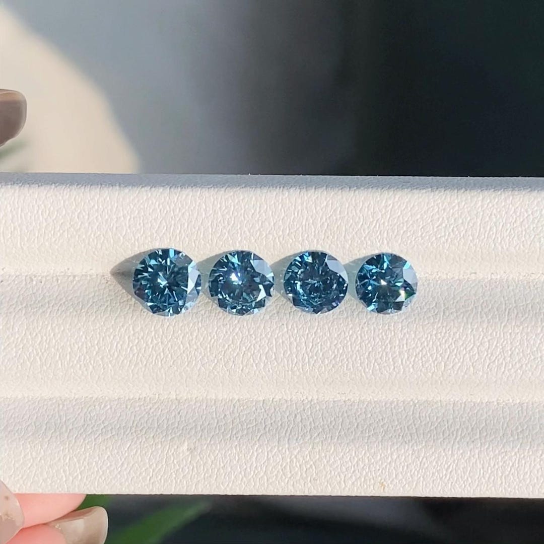 Lab Grown Blue Round Brilliant Cut Diamond | Lab Diamond | Lab Created ...