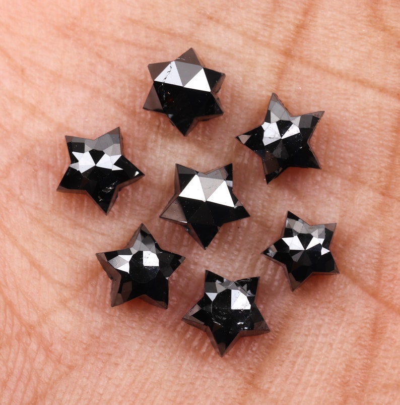 Fancy Black Color Star Shape Minimal Diamond Engagement Ring Jewelry Diamond 2.73 CT Best Price Diamond 7 Pcs| MM0315 4.0 To 4.5 MM