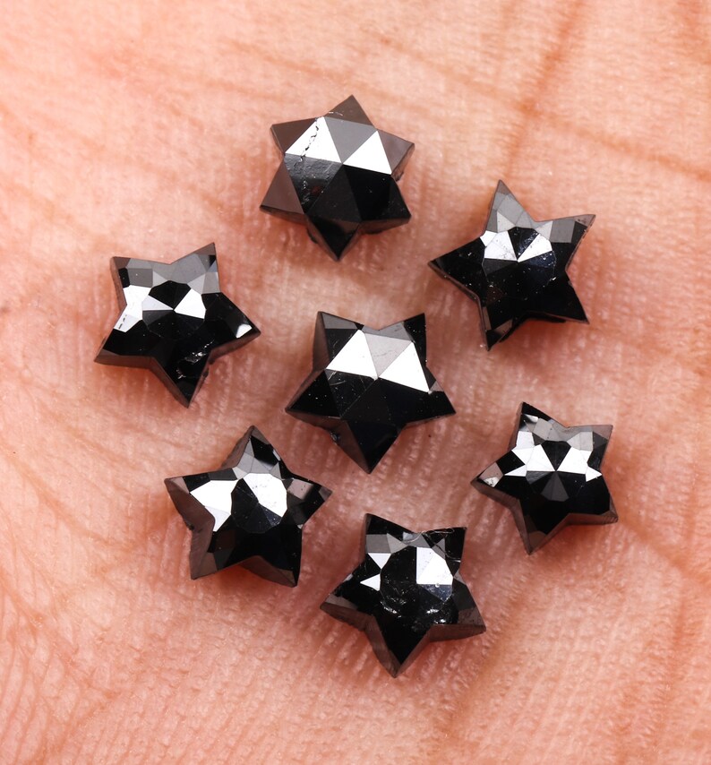 Fancy Black Color Star Shape Minimal Diamond Engagement Ring Jewelry Diamond 2.73 CT Best Price Diamond 7 Pcs| MM0315 4.0 To 4.5 MM