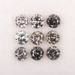 0.66 CT, 2.6 MM, Salt And Pepper Round Brilliant Cut Minimal Diamonds, Engagement Ring Jewelry Diamonds, Best Price Diamonds [9 pcs]