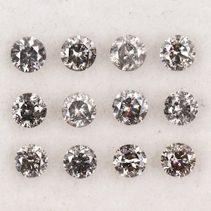 4.0 MM Salz und Pfeffer Diamant | Runder Diamant im Brillantschliff | Natürlicher loser Diamant | Rund Diamant | Ausgefallener Diamant für Ohrringe & Ring