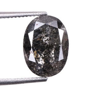 1.66 CT, 8.3 X 6.2 MM, Salt And Pepper Diamond | Oval Cut Diamond | Natural Loose Diamond | Gray Diamond | Conflict Diamond For Earring