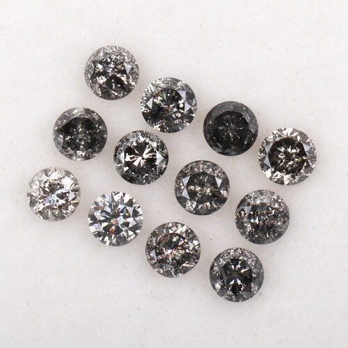 0.53 CT, 2.1 MM, Salt And Pepper Round Brilliant shops Cut Minimal Diamonds, Engagement Ring Jewelry Diamonds, Best Price Diamonds [12 pcs] OM4687