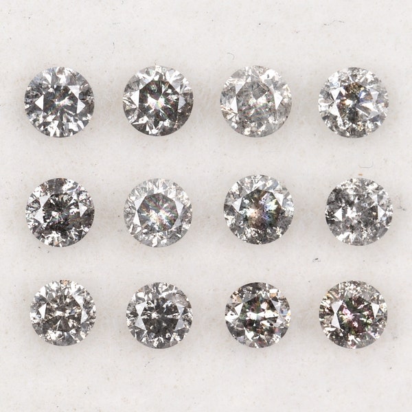 4.0 MM Natürlicher loser Diamant, Salz und Pfeffer transparenter Diamant, runder Diamant im Brillantschliff, Bester Preis Diamant (Option 1 Stück bis 3 Stück)