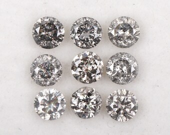 3.20mm | ソルト＆ペッパーダイヤモンド | ラウンドブリリアントカットダイヤモンド | 天然ルースダイヤモンド | イヤリングと婚約指輪用のファンシーラウンドダイヤモンド