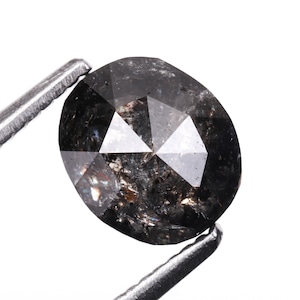 1.46 CT, 7.2 X 6.2 MM Salt And Pepper Diamond | Oval Cut Diamond | Natural Loose Diamond | Gray Diamond | Conflict Diamond For Earring