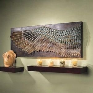 Wing of Icarus Sculptural Metal Wall Frieze ~ Free Shipping!