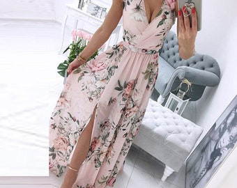 JC-Dress Sleeveless Dress Orange Scar Party Beach Open Fork Long Dress JC-Dress Sleeveless Dress Orange Scar Party Beach Open Fork Long Dress