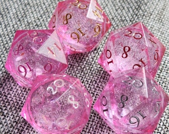 Love Potion/ Liquid Core D20/ Sharp Edge Die/Pink and Glittery