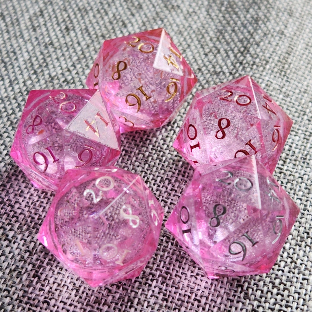 Love Potion/ Liquid Core D20/ Sharp Edge Die/pink and Glittery - Etsy