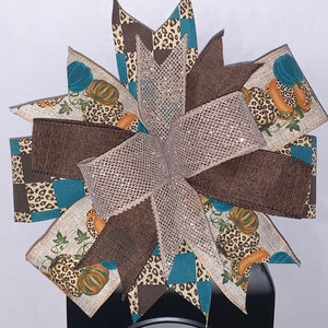 Fall Bow, Fall Wreath Bow, Fall Lantern Bow, Fall Door Hanger Bow, Leopard Print Bow, Wreath Bow, Lantern Bow, Door Hanger Bow, Pumpkin Bow