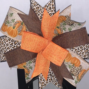 Fall Bow, Fall Wreath Bow, Fall Lantern Bow, Fall Door Hanger Bow, Wreath Bow, Lantern Bow, Door Hanger Bow, Leopard Bow, Thanksgiving Bow