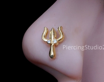 Trishul Trident Silver Nose Piercing Nose Stud Nose Pin Nose Jewelry Shiva Etsy