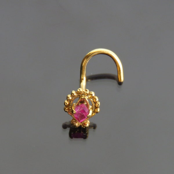 Ruby Nose Stud Tinny Nose Stud 18G Nose Piercing Indian Nose Ring Gold Nose Piercing Solid Gold Nose Stud Fresh Trends Diamond Nose Stud