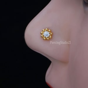 Gold Nose Screw 18 G Nose Stud Gold Nose Pin Unique Gold Nose Stud Indian Nose Screw Indian Nose Stud Cartilage Piercing Silver nose stud