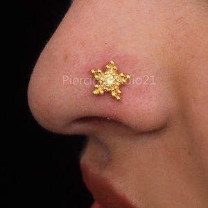 Traditional Nose Stud  Gold Nose Stud Indian Nose Stud Star Nose Piercing Indian Gold Nose Piercing 925 Sterling Silver Nose Stud