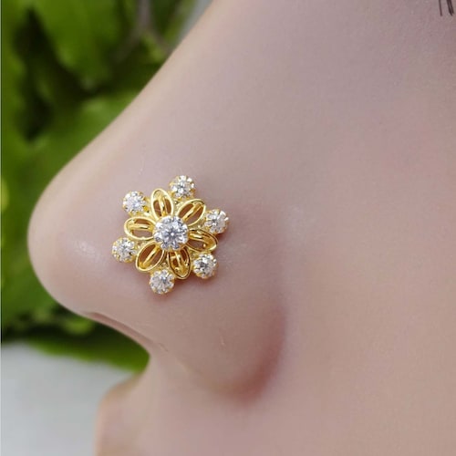 Triangle Nose Piercing Indian Nose Stud Gold Nose Stud Fresh Trends CZ Nose Stud
