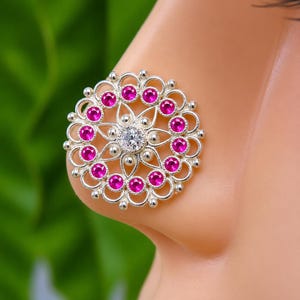 Rubin näsörhänge: Piercing i sterlingsilver med kubisk zirkonia