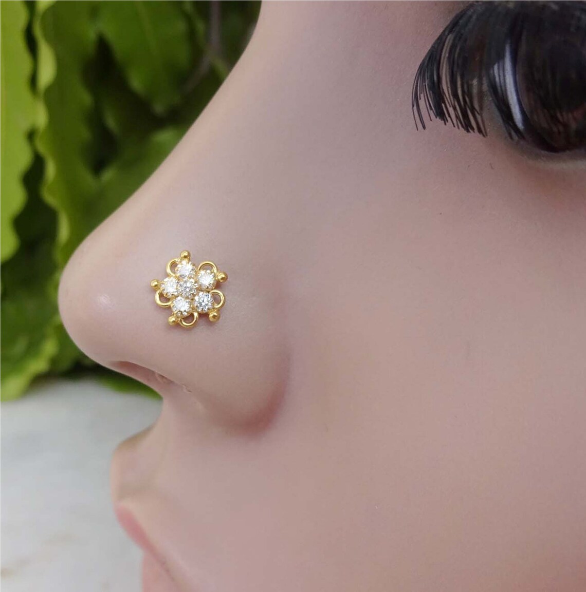 Gold Nose Stud Indian Nose Stud Crystal Nose Piercing Indian Etsy
