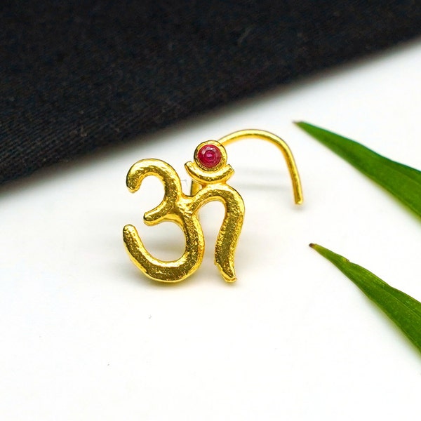 Om Nose Stud Fleur Nez Stud Or Nez Stud Indien Nez Stud Sterling Silver Nose Piercing CZ Nose Stud L forme Nose Stud 16 G Nose Screw