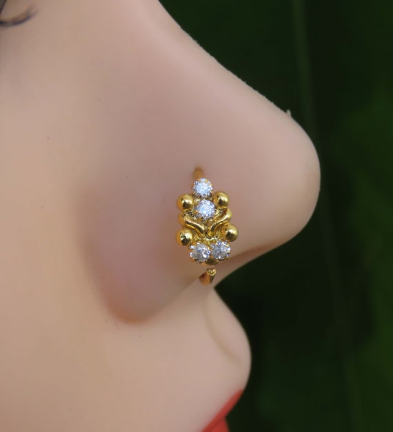 Indian Nose Ring Crystal Nose Ring Indian Nose Stud Nose Hoop Gold