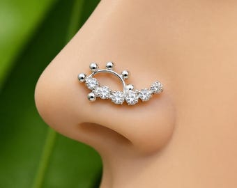 Sterling Silber Indischer Nasenstecker: CZ Gem, 22g Schraubnase