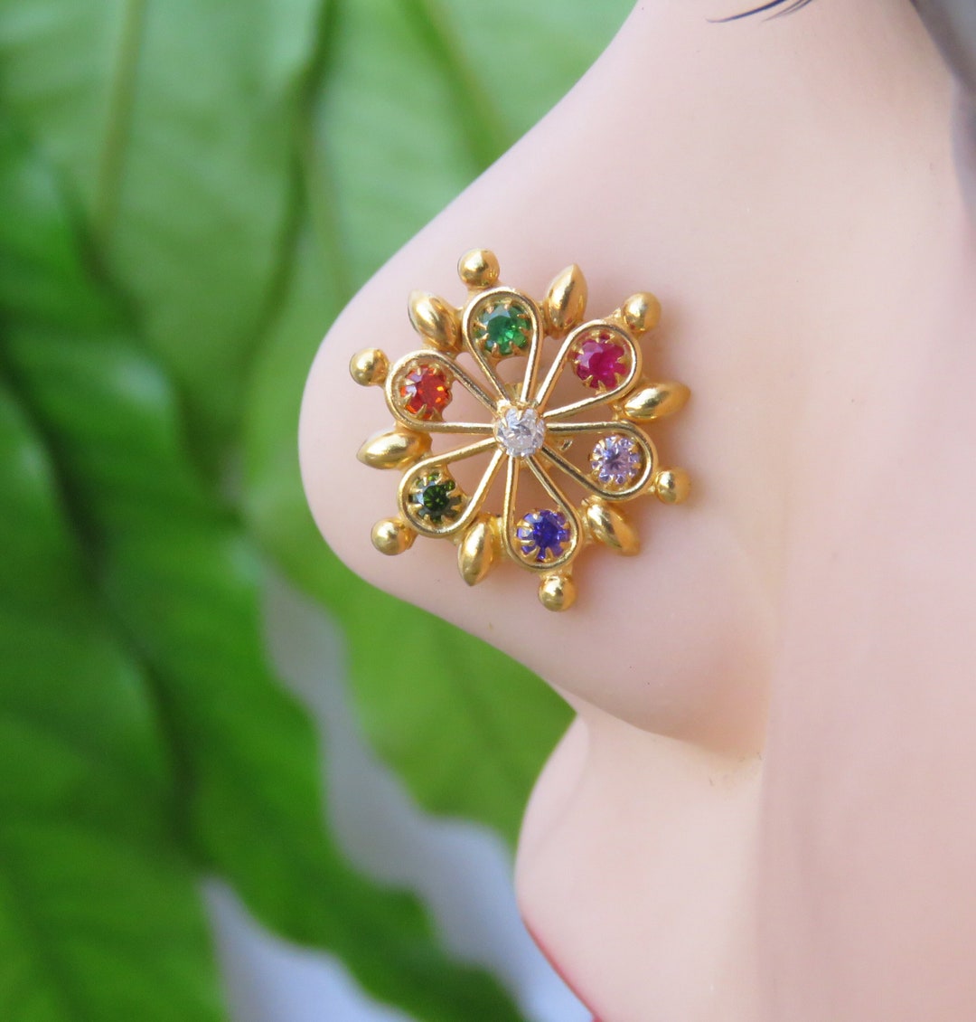 Traditional Nose Stud Diamond Nose Stud Gold Hoop Multi Nose Piercing