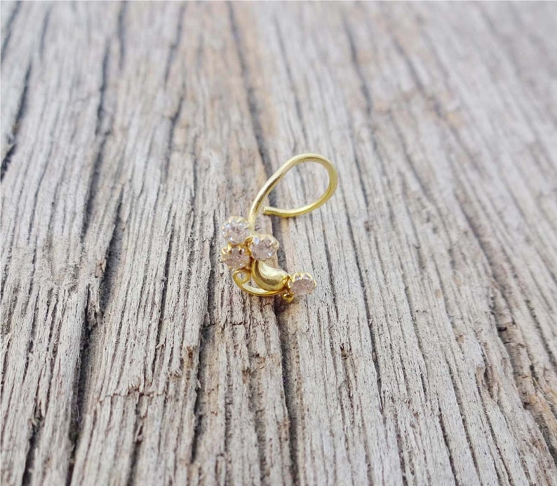 Indian Nose Stud Bell Nose Stud Gold Nose Ring Cubic Zirconia - Etsy